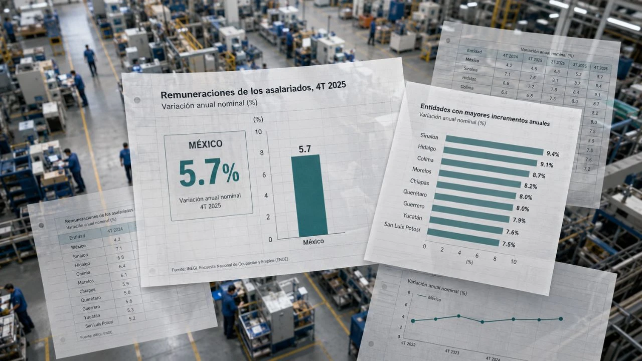 Remuneraciones crecieron 5.7% y presionan productividad: INEGI